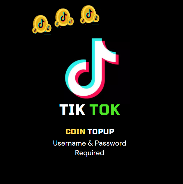 TikTok 65 Coins Top-Up with Username And Password